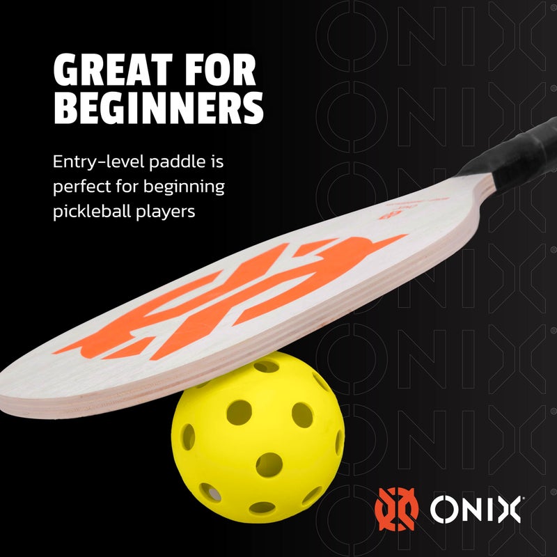 Onix Recruit by ONIX Pickleball Starter Set - Includes Two Poplar Wood Paddles and Two Yellow Balls - Image 4